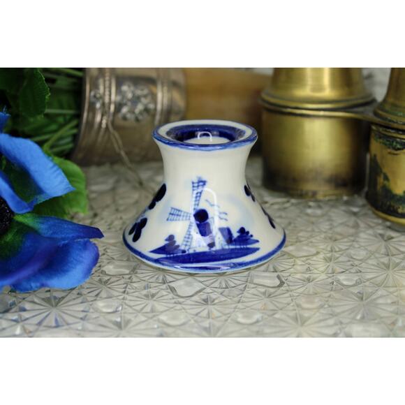 Set of Two Nobel Ban Delft Blue Candle Stick Holders - Picture 2 of 13